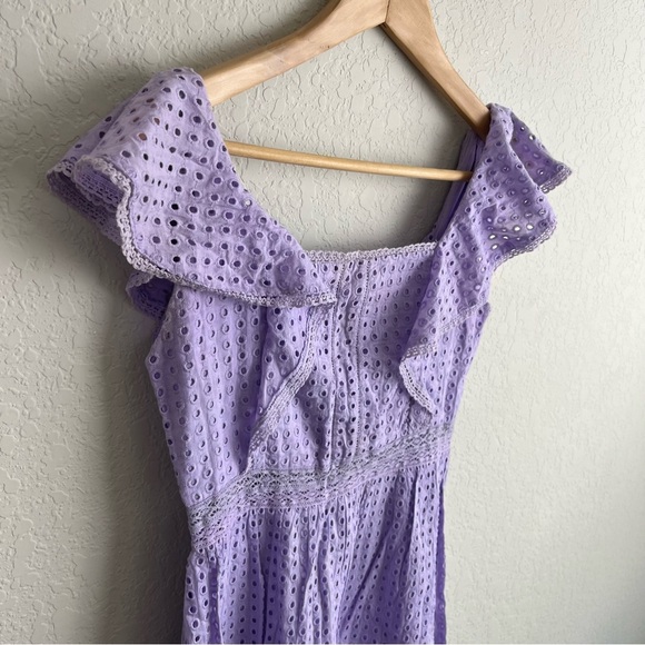 Alice + Olivia Dress Remada Eyelet Lavender Mini - Picture 6 of 14